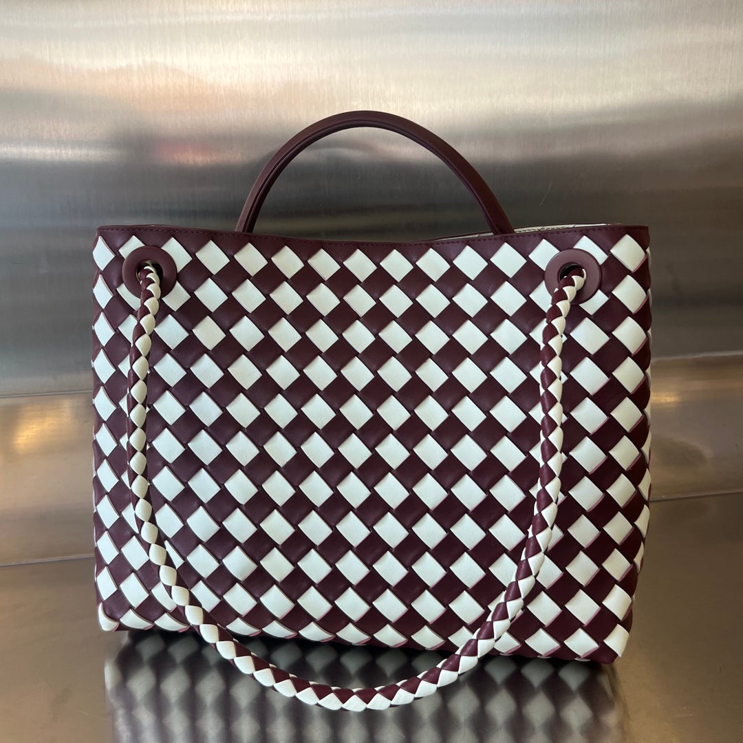 Bottega Veneta MEDIUM ANDIAMO 32 IN RED WHITE CALFSKIN