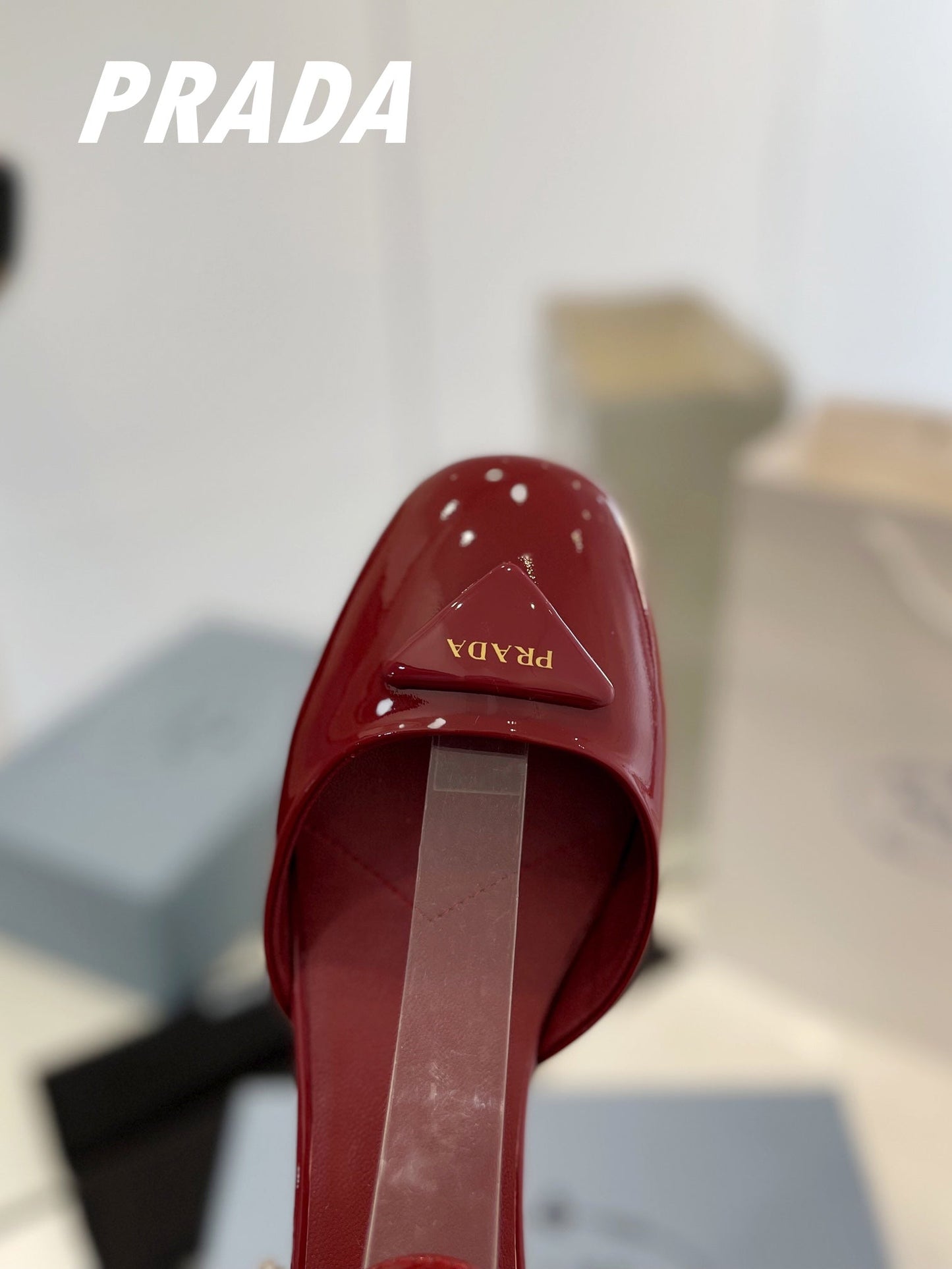 PRADA Slingback 40 Square Sole Wine Patent Leather