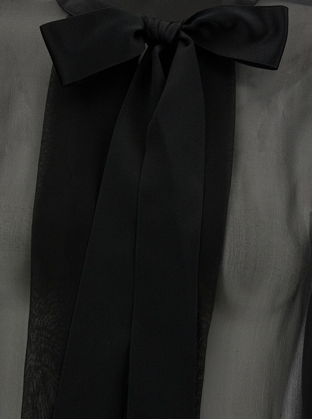 Saint Laurent Women Black Shirt With Bow Detail In Semi-Sheer Silk Woman