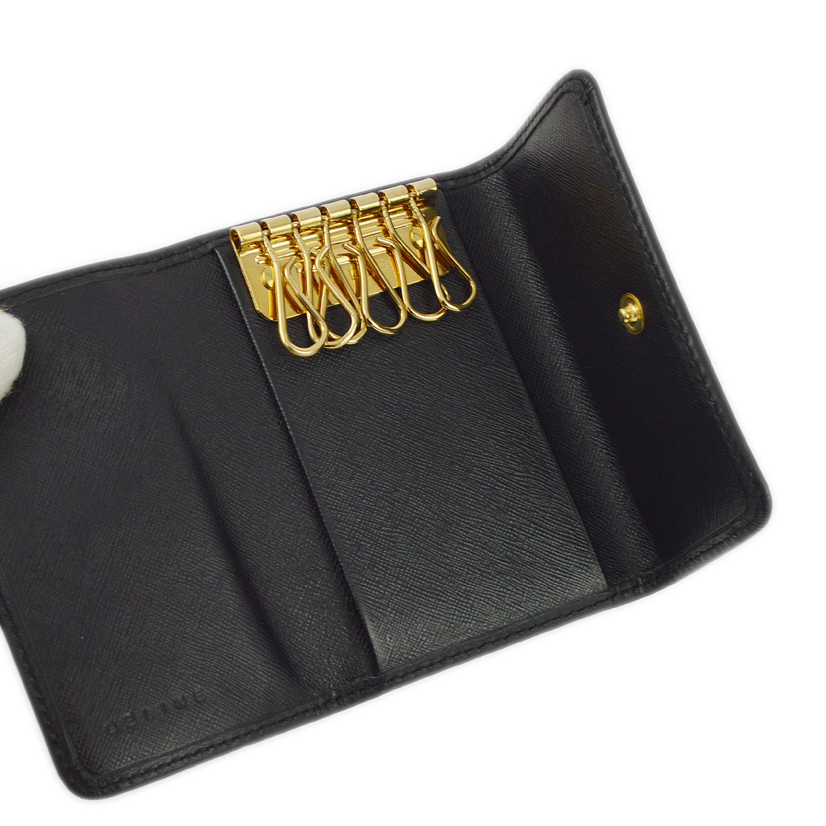 Celine Black Macadam Key Case Small Good