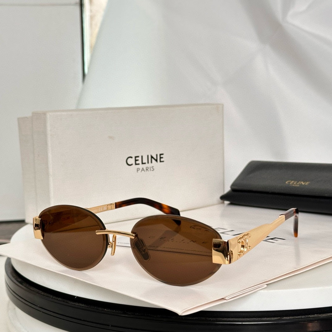 Celine TRIOMPHE OVAL SUNGLASS CL40240l IN METAL