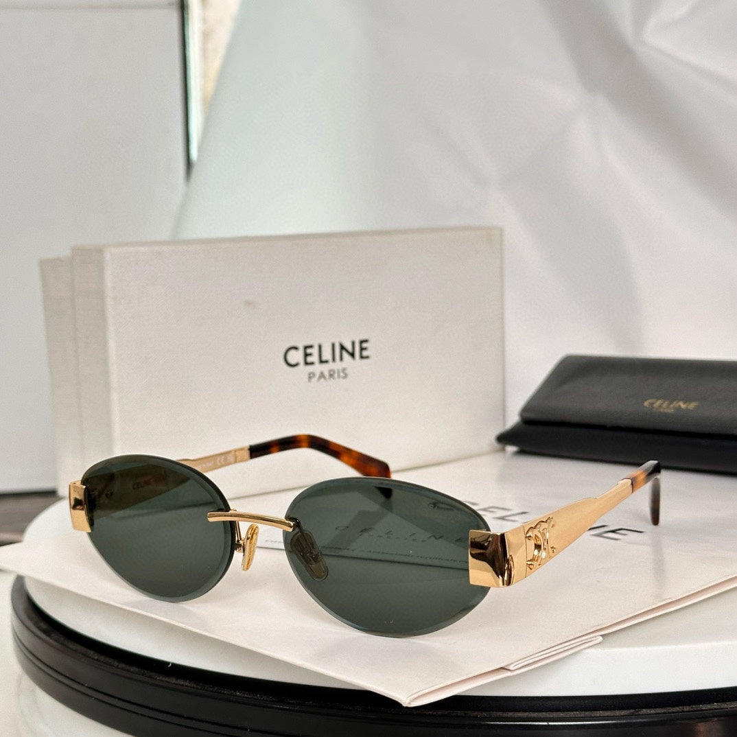 Celine TRIOMPHE OVAL SUNGLASS CL40240l IN METAL