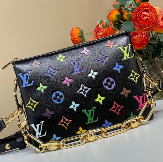 Louis Vuitton x TM Coussin BB 21cm Black Multicolor Monogram-embossed Lambskin