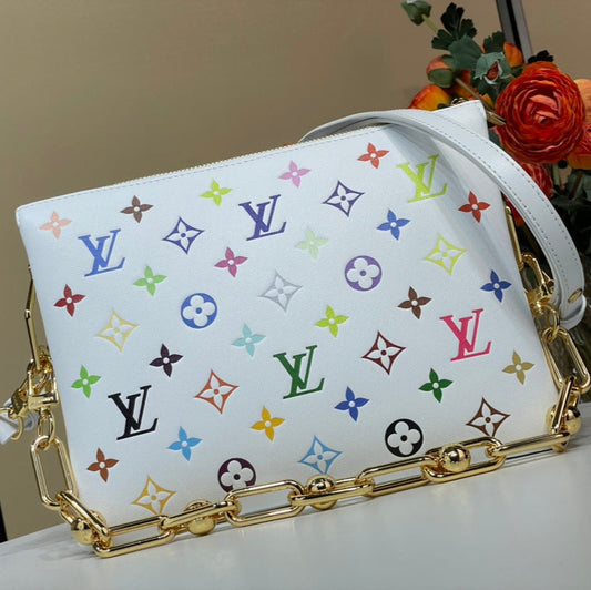 Louis Vuitton x TM Coussin BB 21cm White Multicolor Monogram-embossed Lambskin
