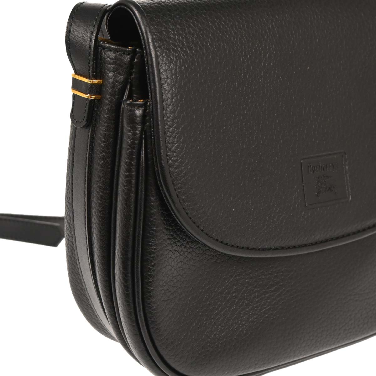 Burberrys Black Leather Crossbody Shoulder Bag