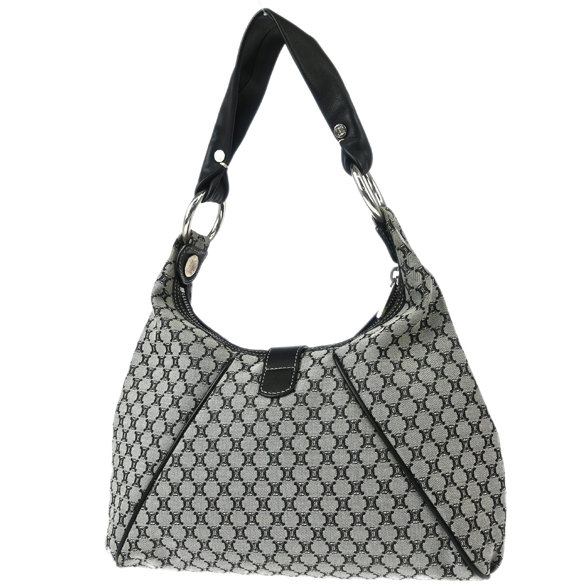 Celine Gray Black Macadam Shoulder Bag