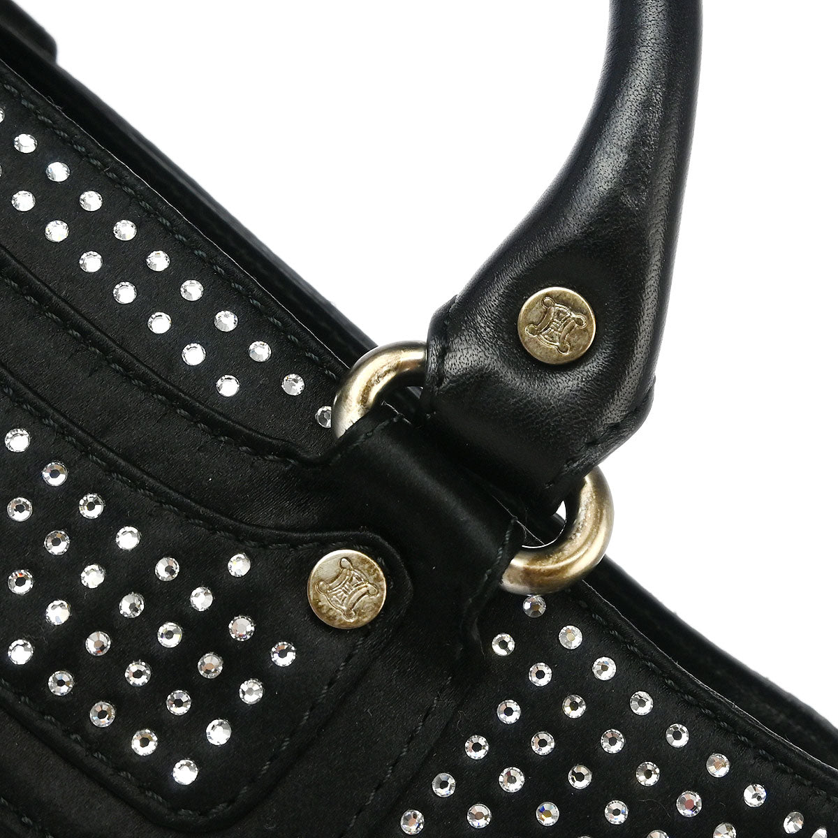 Celine Black Satin Rhinestone Mini Boogie Handbag