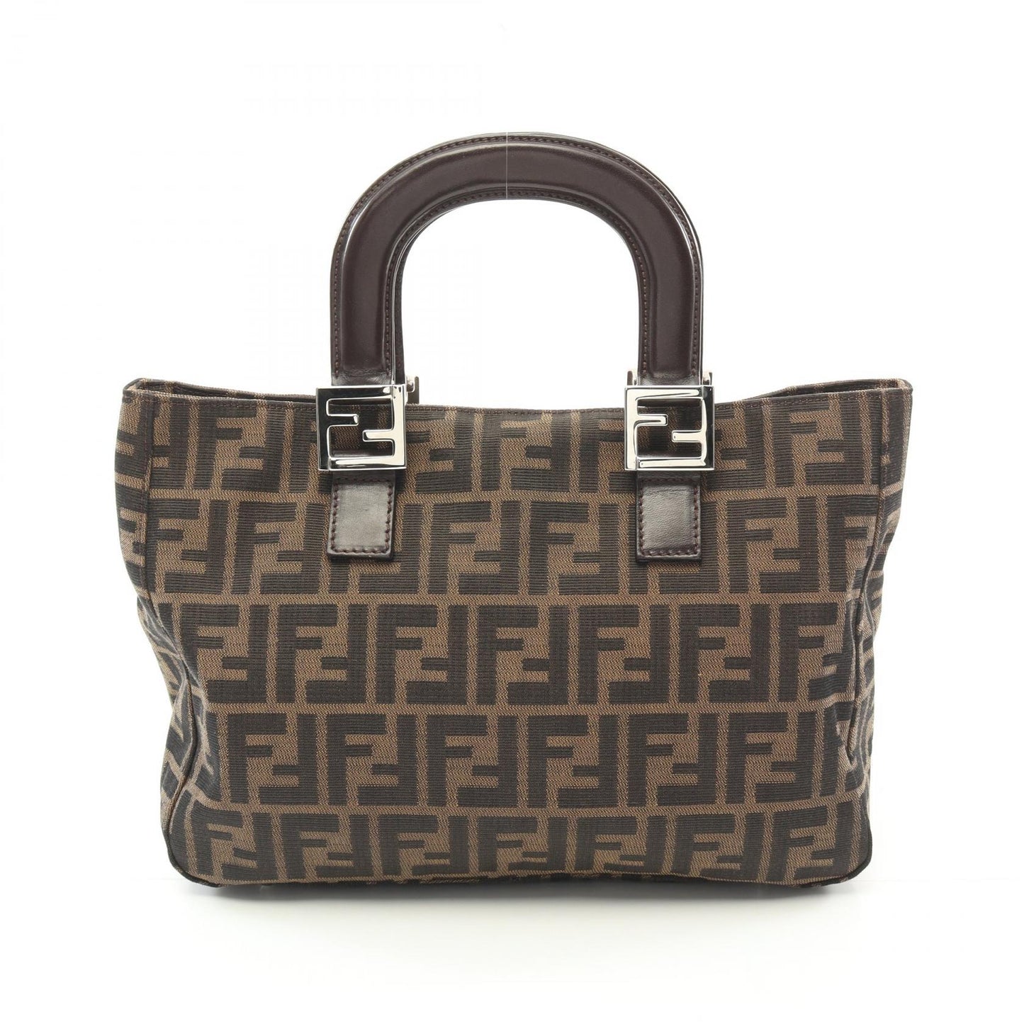 Fendi Zucca Canvas Leather Tote Bag