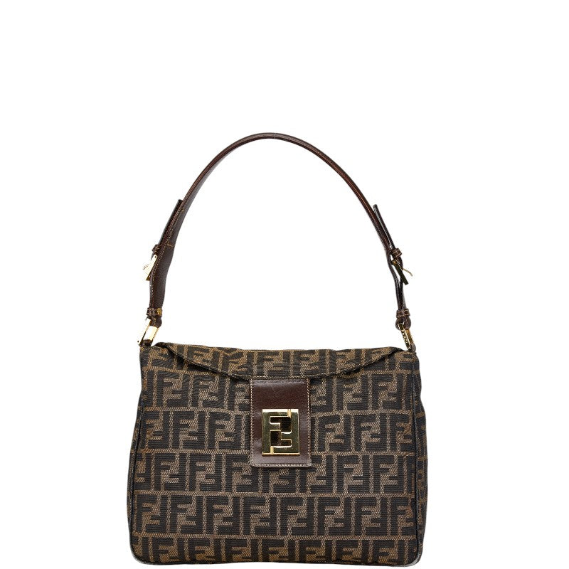 Fendi Zucca Canvas Leather Shoulder Bag