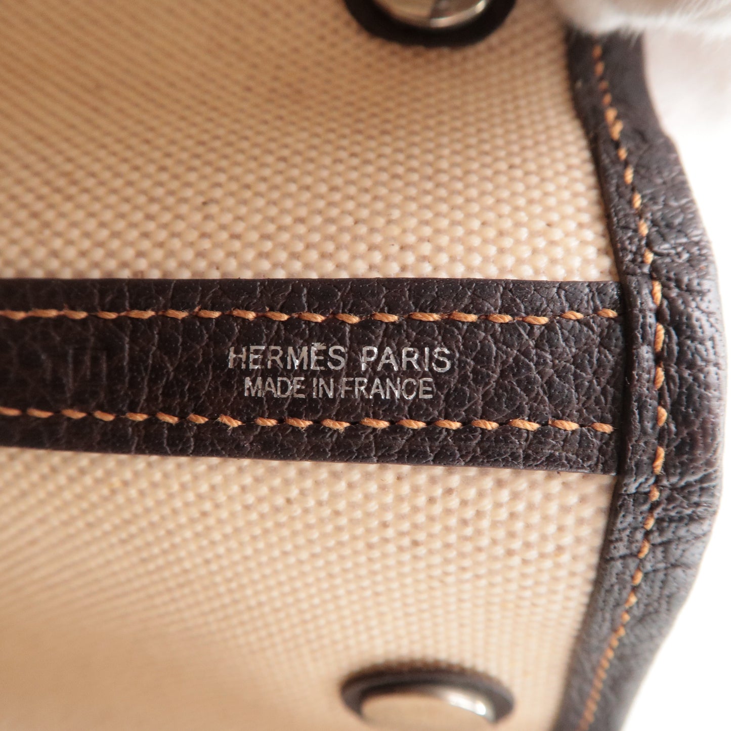 HERMES Garden Party Toile Ash Leather PM 髫ィ繝サ・ス・。 I Stamped Beige