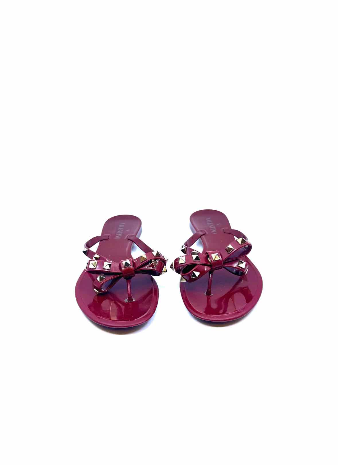 VALENTINO Size 9 Burgundy Rubber Sandals