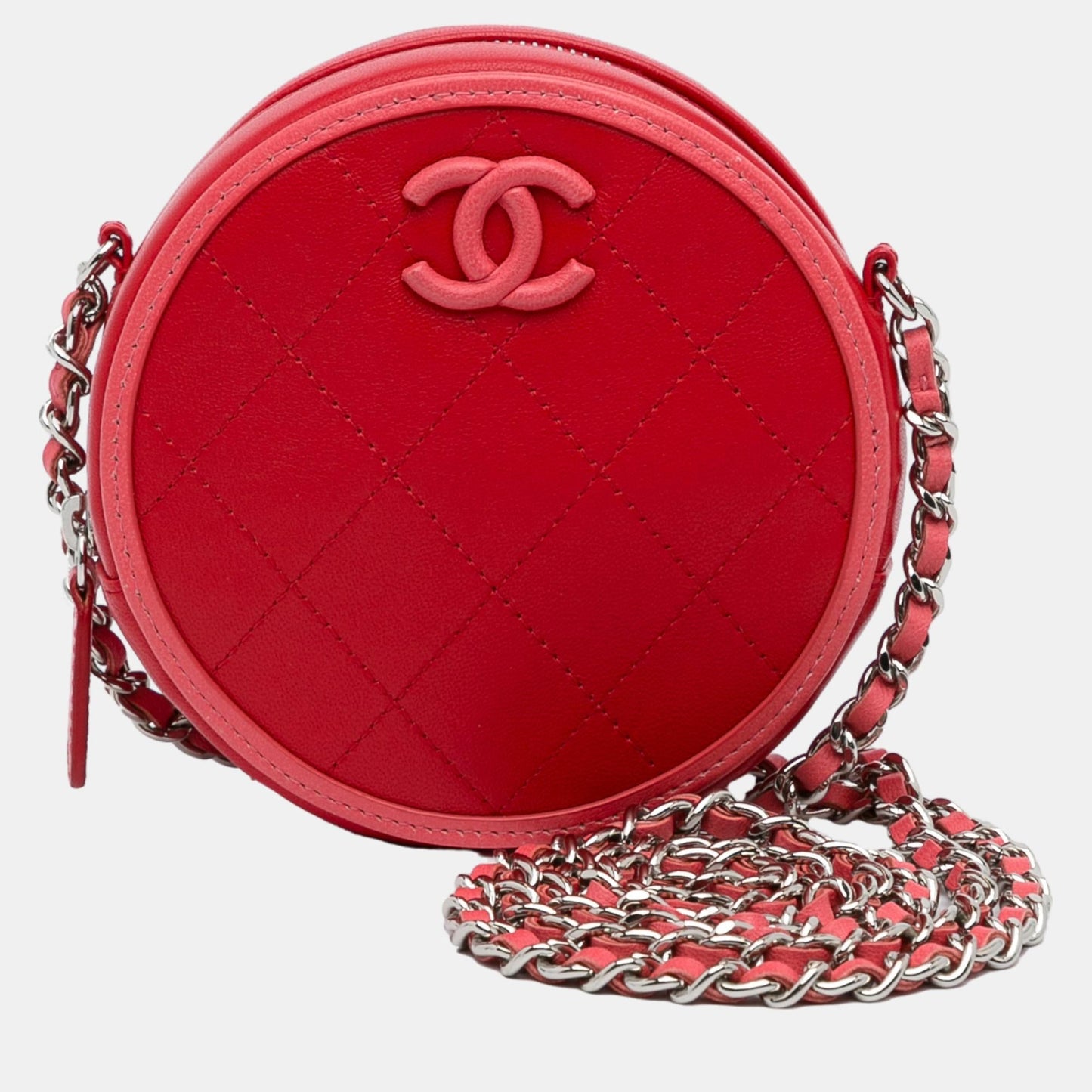 Chanel Red Color Pop CC Round Crossbody Bag