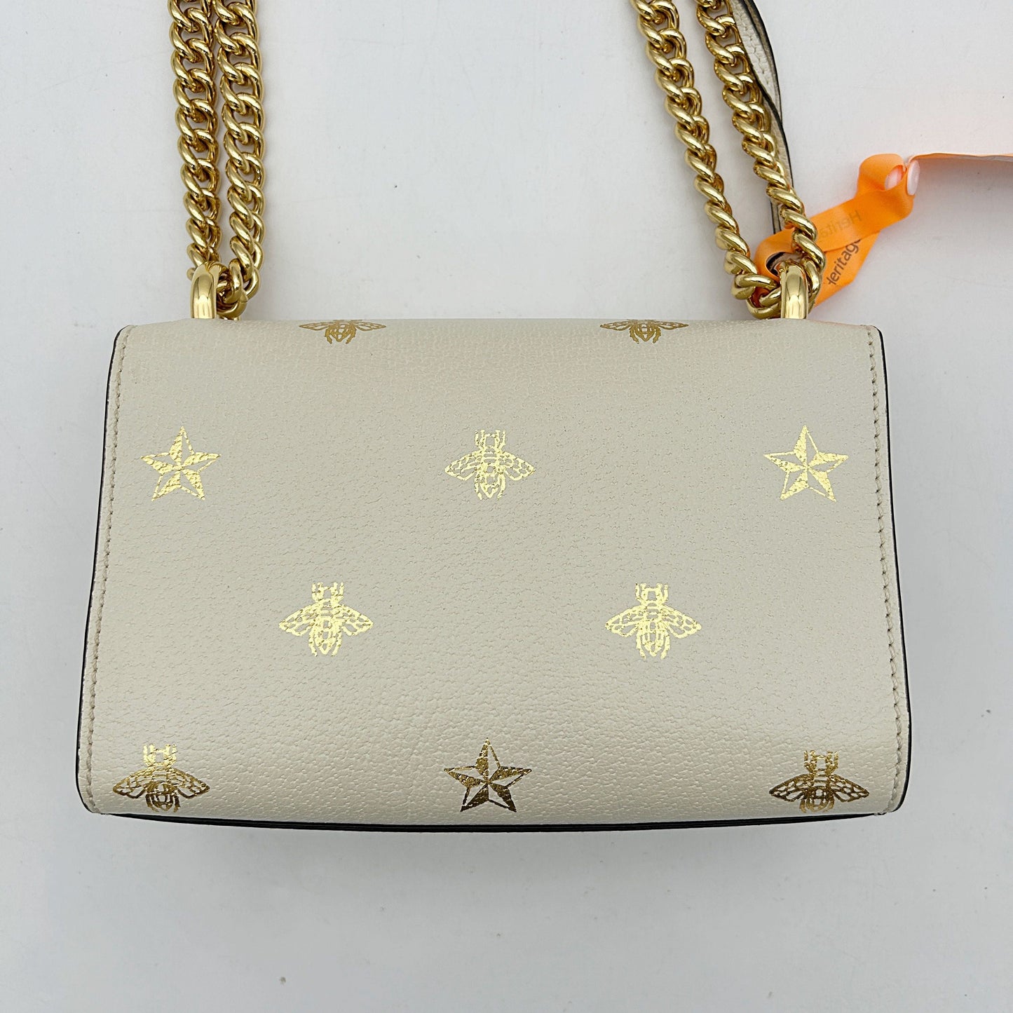 GUCCI Grained Calfskin Bee Star Small Padlock Shoulder Bag White 2506222502