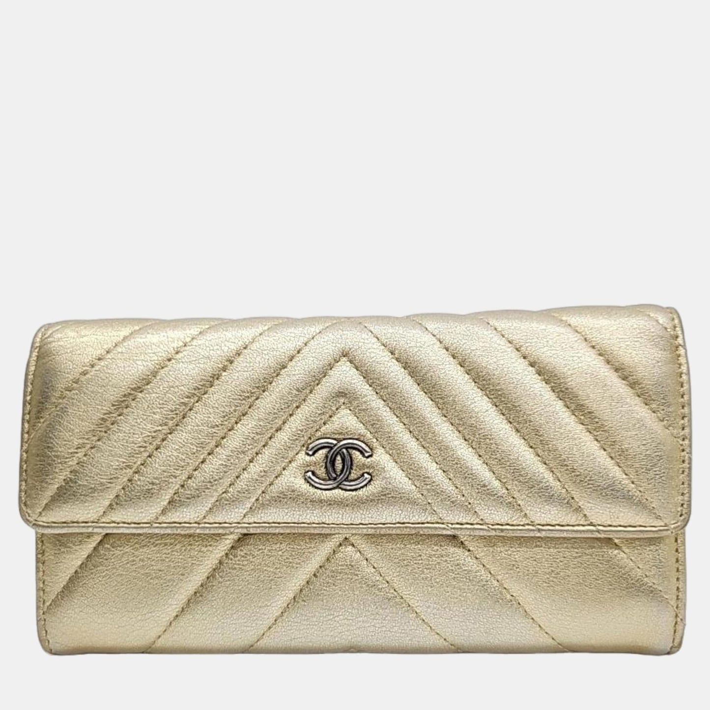 Chanel Gold chevron long wallet