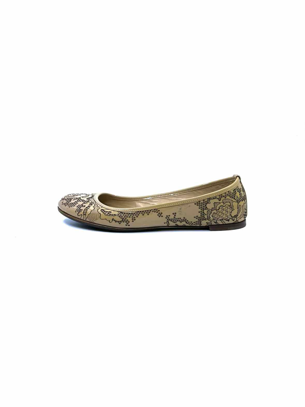 VALENTINO Size 7.5 Nude Patent Leather Flats