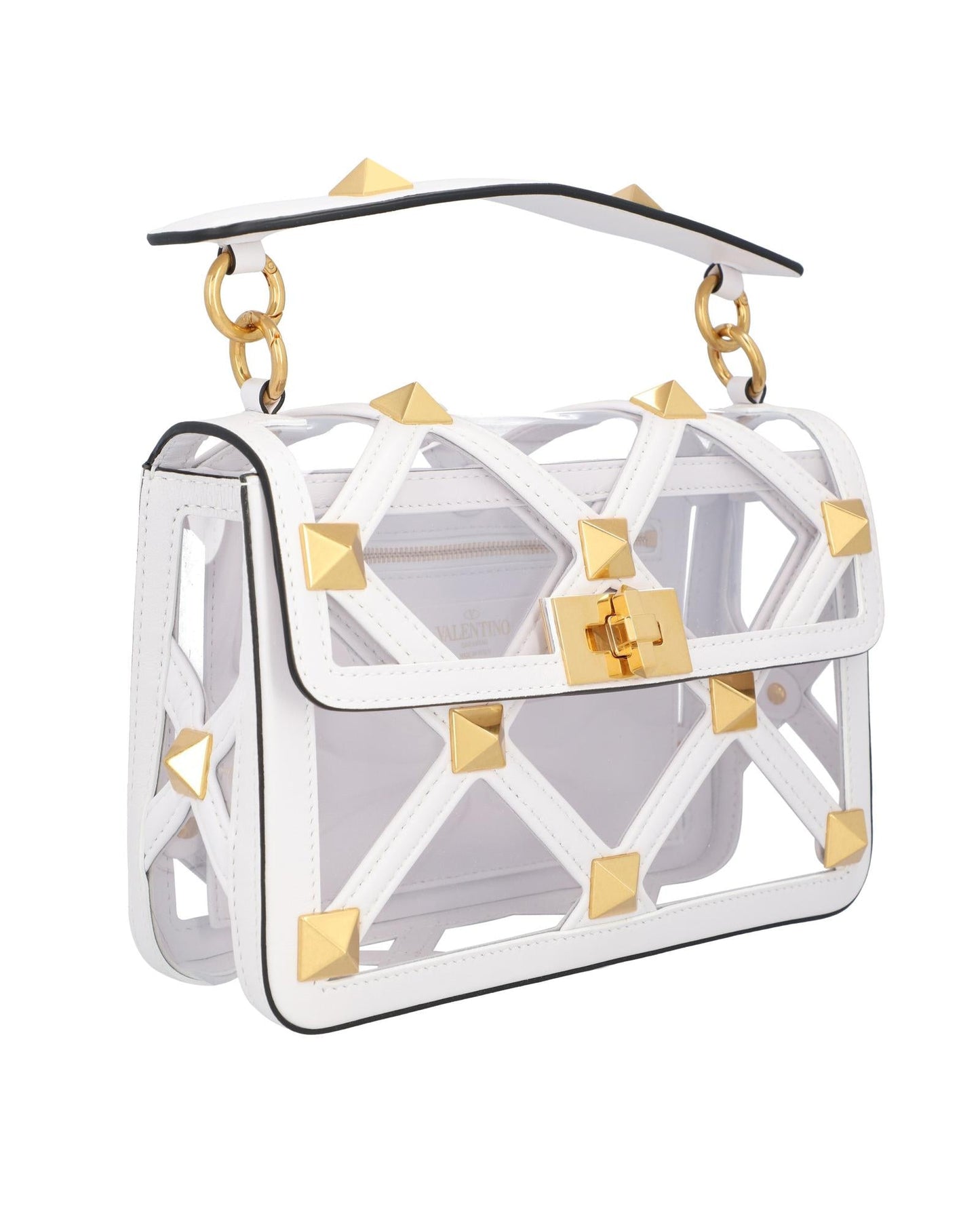 Valentino Garavani Roman Stud Transparent Cage Crossbody Women White | White Messenger Bags