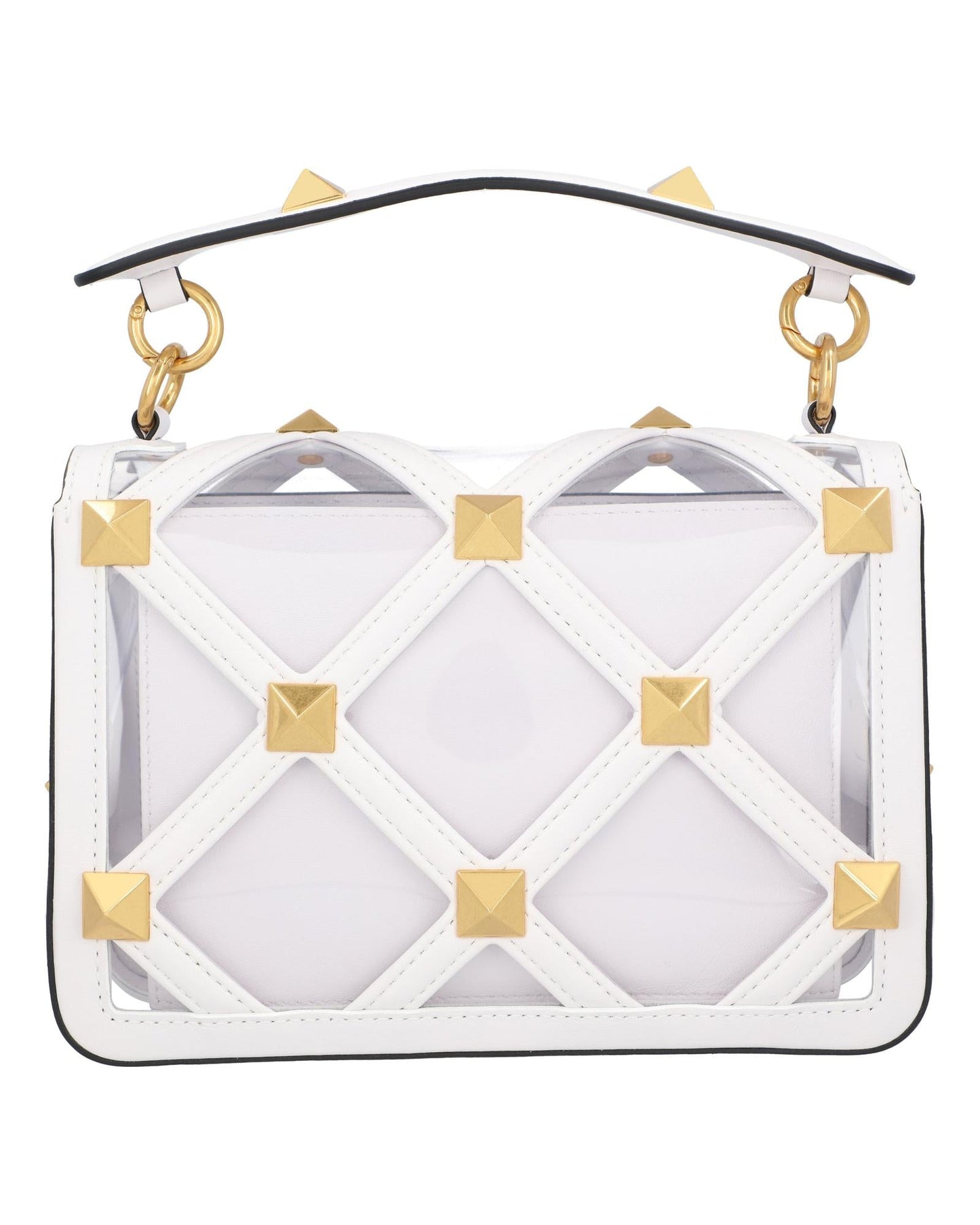 Valentino Garavani Roman Stud Transparent Cage Crossbody Women White | White Messenger Bags
