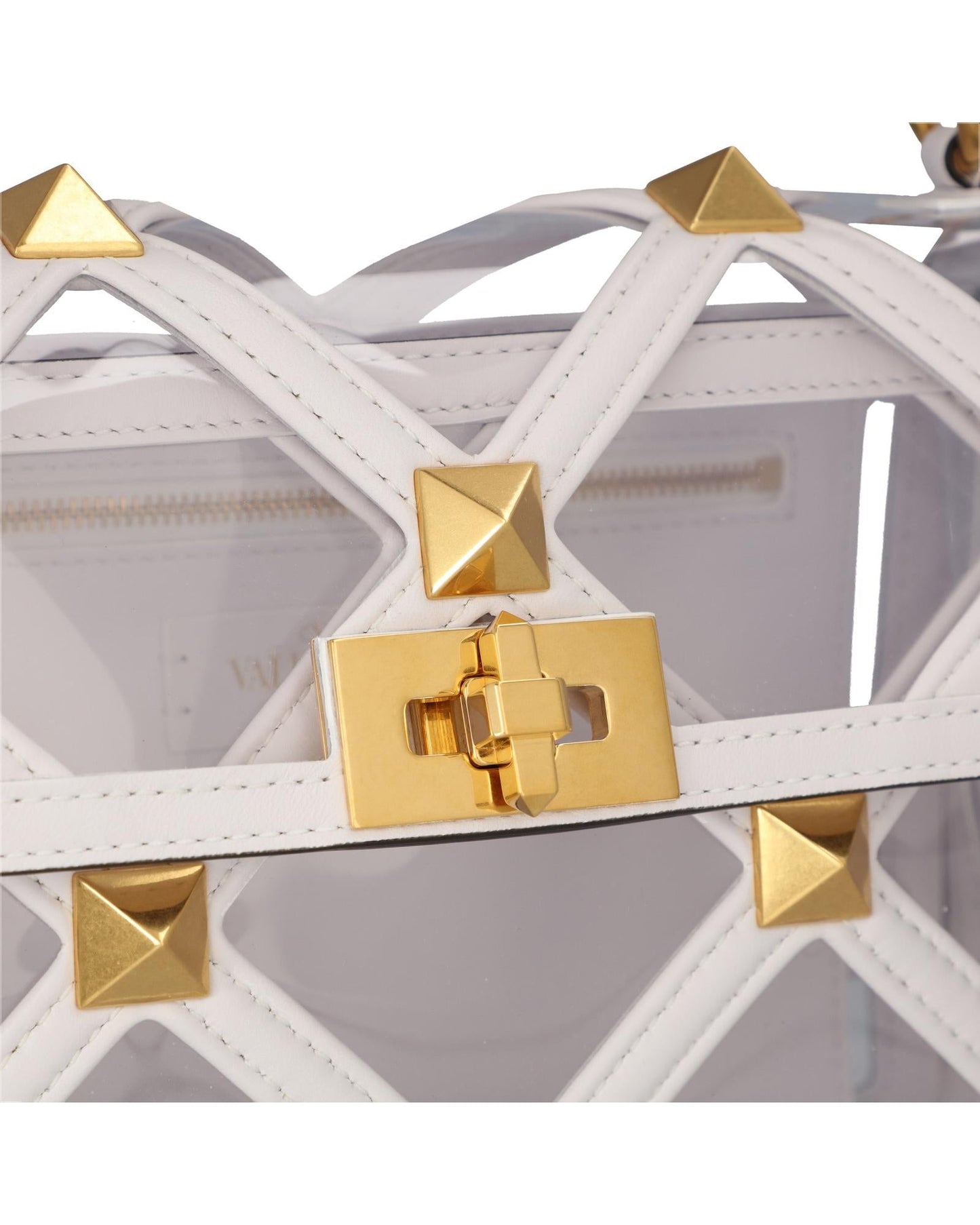 Valentino Garavani Roman Stud Transparent Cage Crossbody Women White | White Messenger Bags