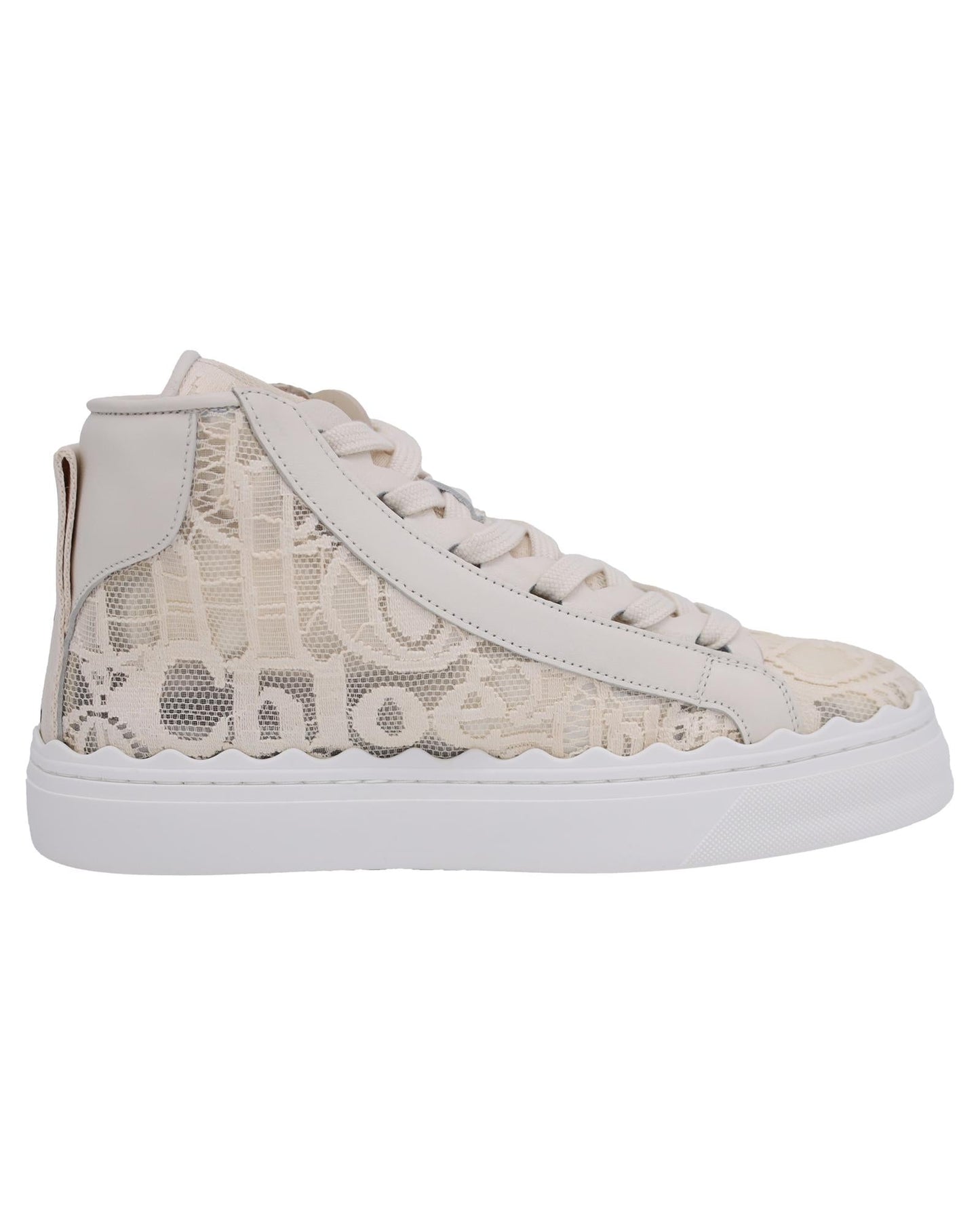 Chloe Courts HighTop Lace Sneakers Women White | Ecru