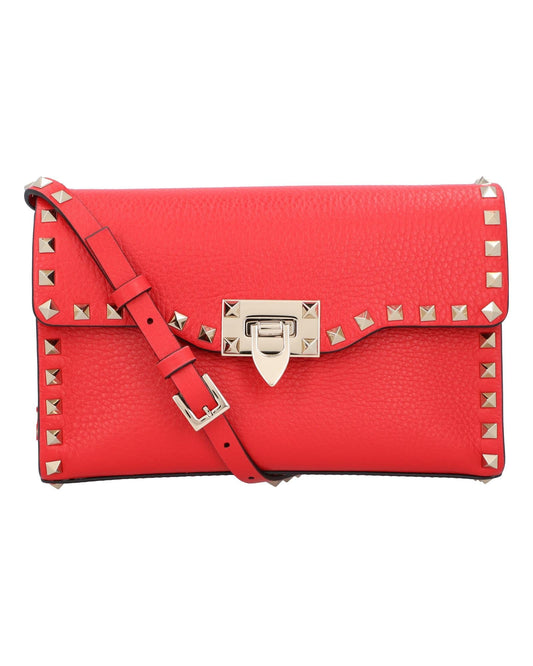 Valentino Garavani Rockstud Shoulder Bag Leather Women Red | Red Handbags ONE SIZE red | red