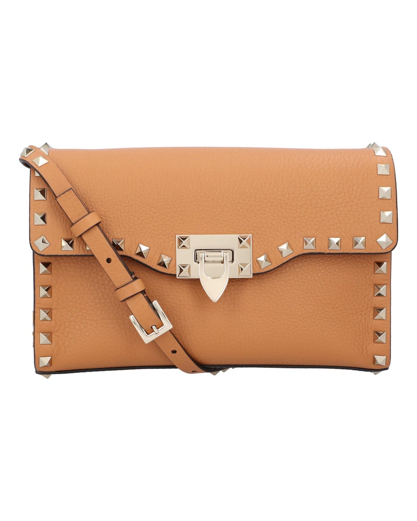 Valentino Garavani Rockstud Shoulder Bag Leather Women Brown | Brown Handbags ONE SIZE brown | brown
