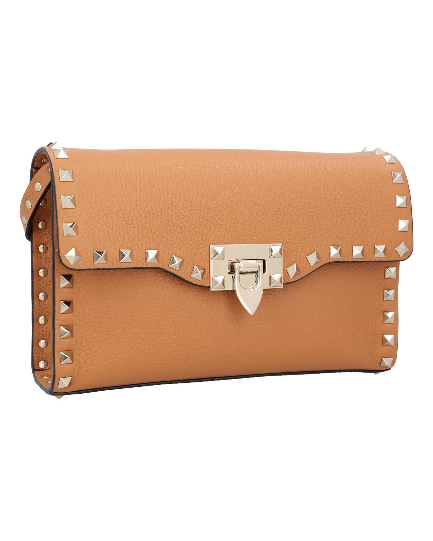 Valentino Garavani Rockstud Shoulder Bag Leather Women Brown | Brown Handbags