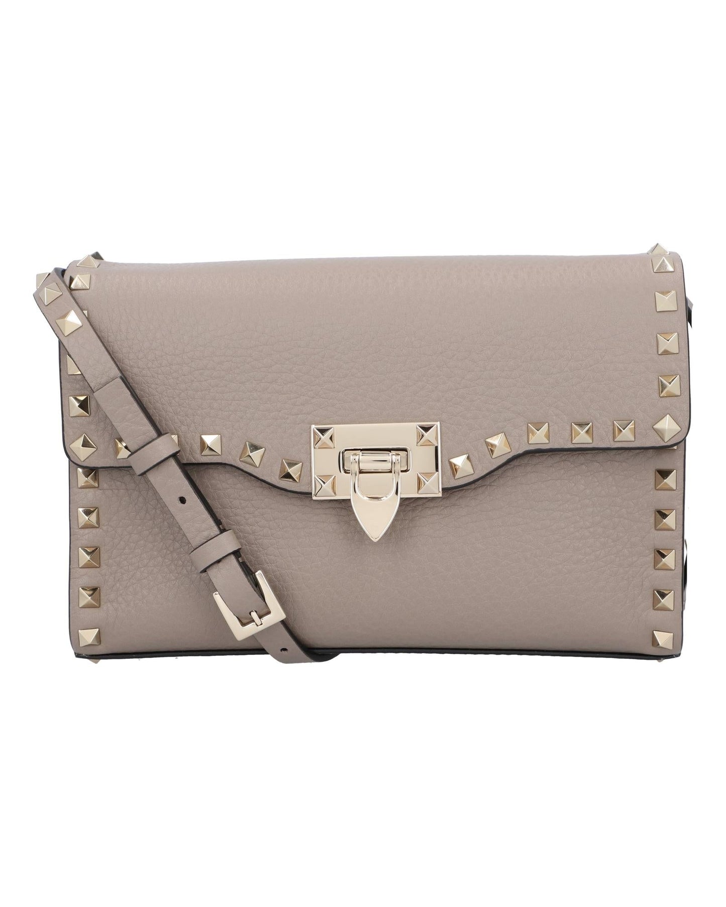 Valentino Garavani Rockstud Shoulder Bag Leather Women Grey | Grey Handbags ONE SIZE grey | grey