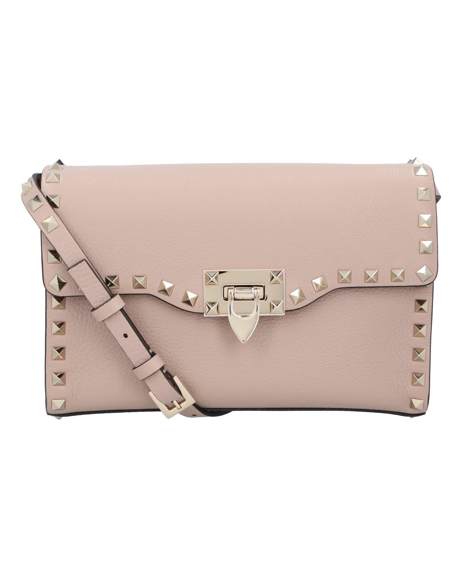 Valentino Garavani Rockstud Shoulder Bag Leather Women Brown | Beige Handbags ONE SIZE brown | beige
