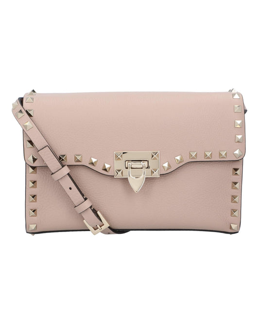 Valentino Garavani Rockstud Shoulder Bag Leather Women Brown | Beige Handbags ONE SIZE brown | beige