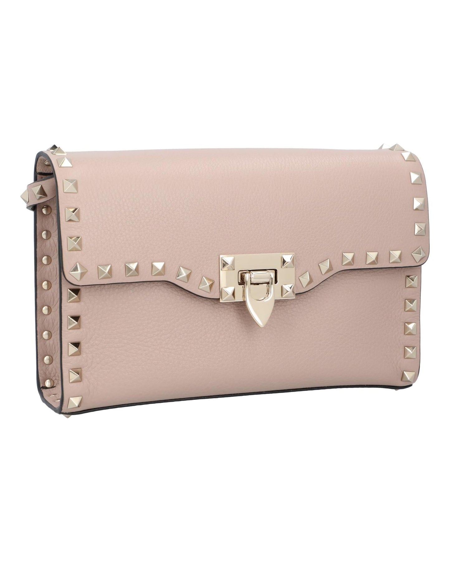 Valentino Garavani Rockstud Shoulder Bag Leather Women Brown | Beige Handbags