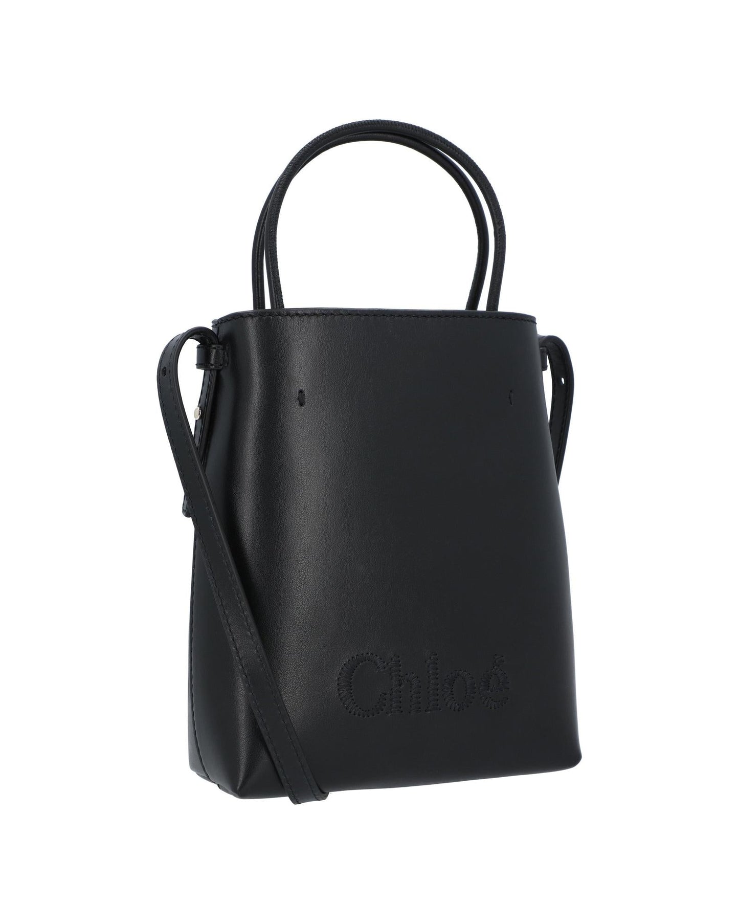 Chloe Mini Kiss Tote Bag Leather Women Black | Black