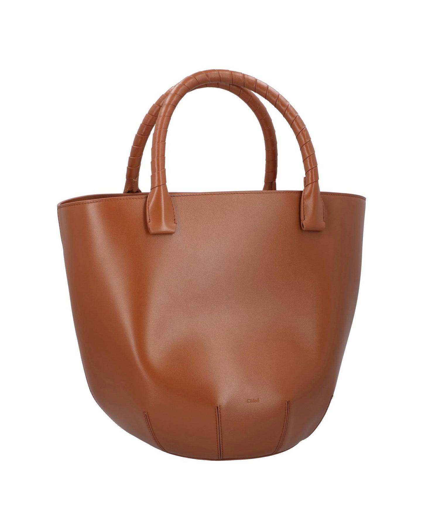 Chloe Woody Small Leather Tote Women Brown | Brown Tote Bags