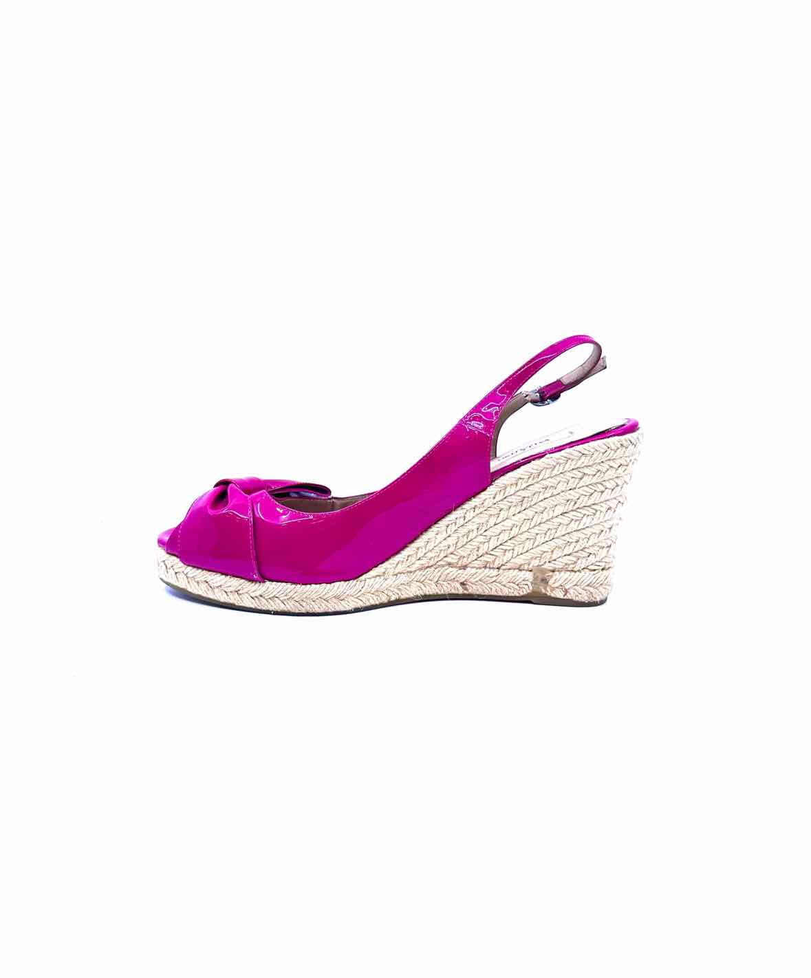 VALENTINO Size 11 Hot Pink Patent Leather Wedge