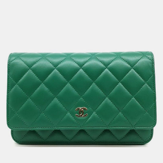Chanel Green Lamskin WOC Mini Crossbody Bag