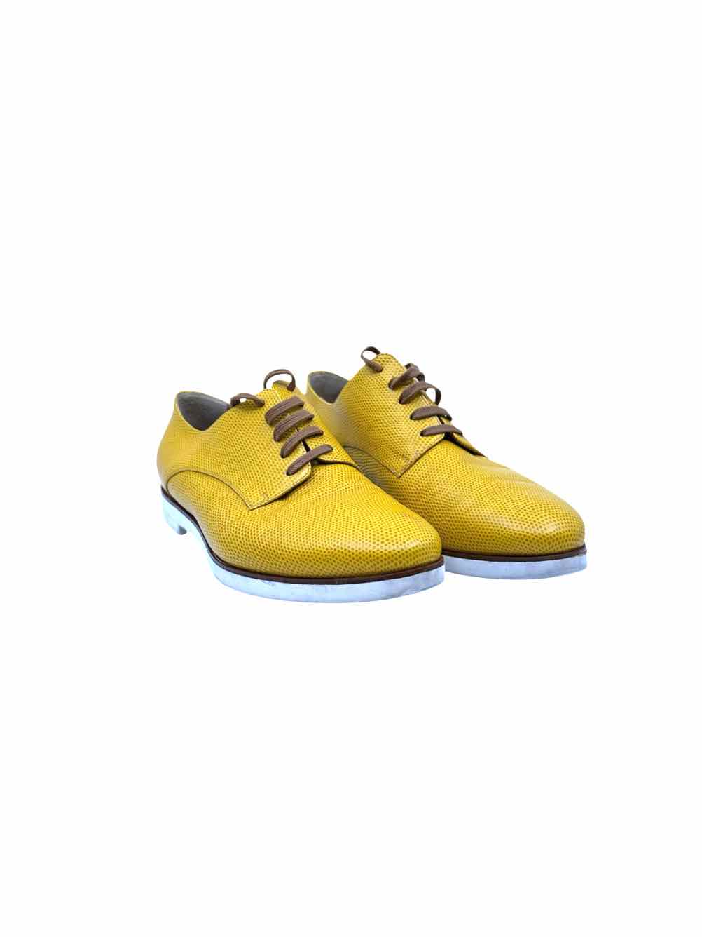 FENDI Size 8.5 Mustard Lizard Oxfords