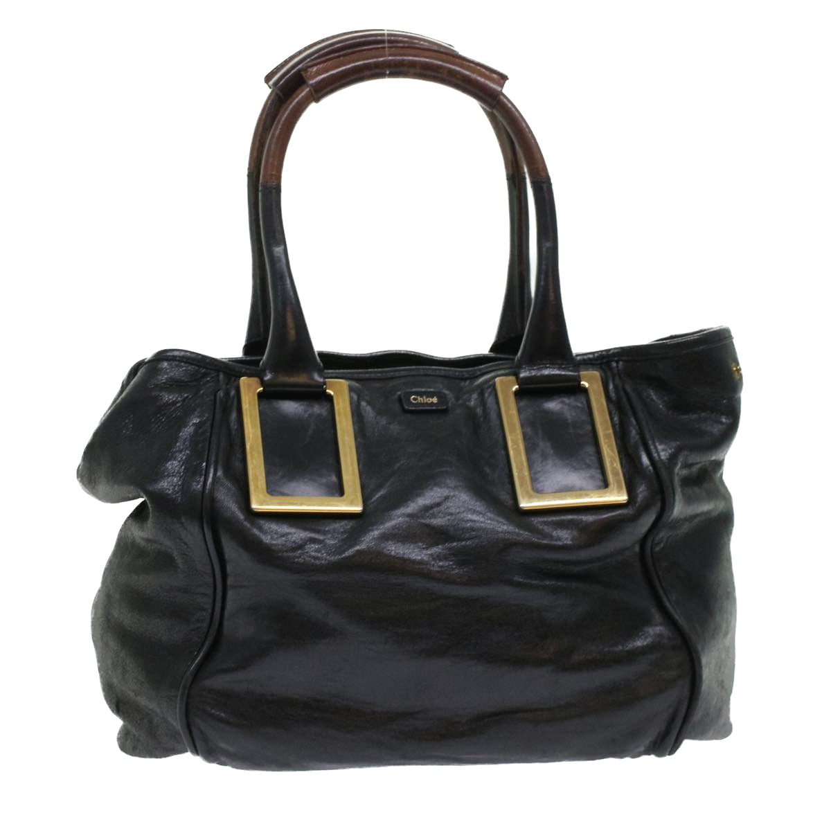Chloe Etel Hand Bag Leather Black Brown 45881