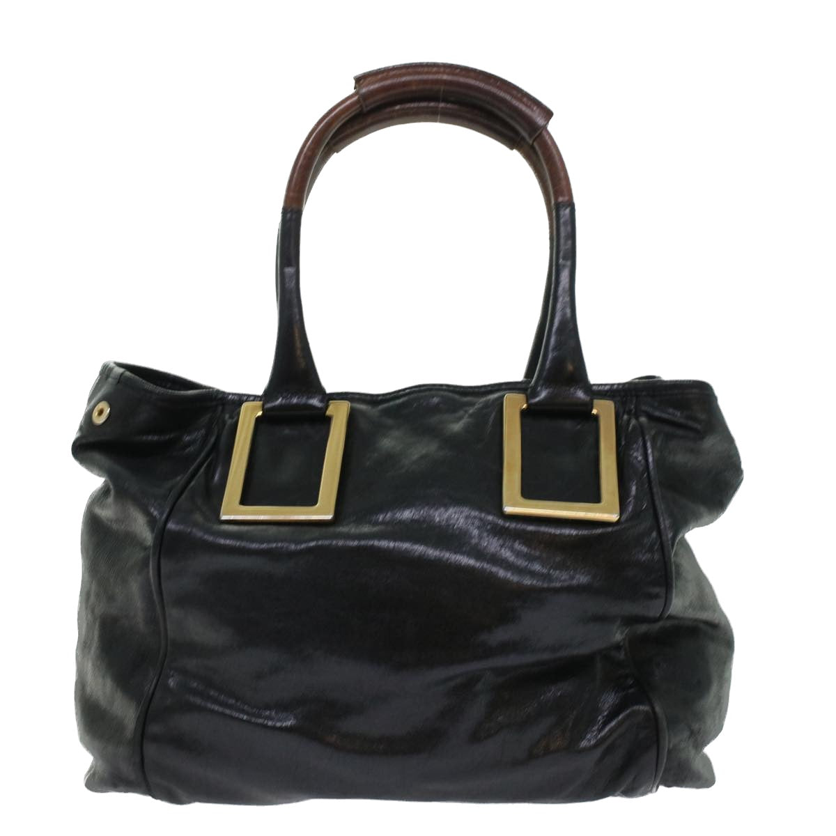 Chloe Etel Hand Bag Leather Black Brown 45881