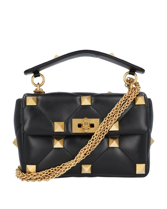 Valentino Garavani Roman Stud Shoulder Bag Quilted Women Black | Black Handbags ONE SIZE black | black