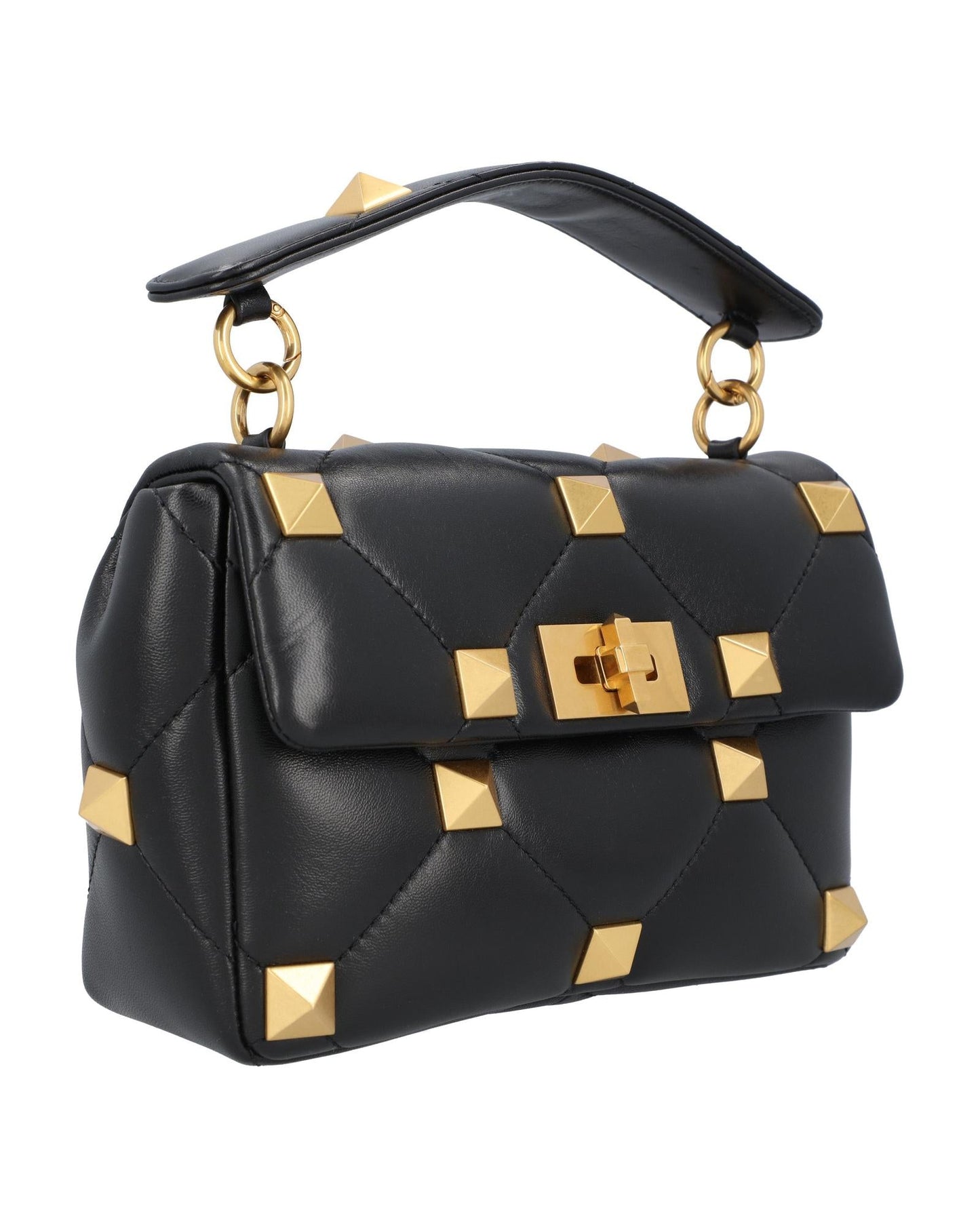 Valentino Garavani Roman Stud Shoulder Bag Quilted Women Black | Black Handbags
