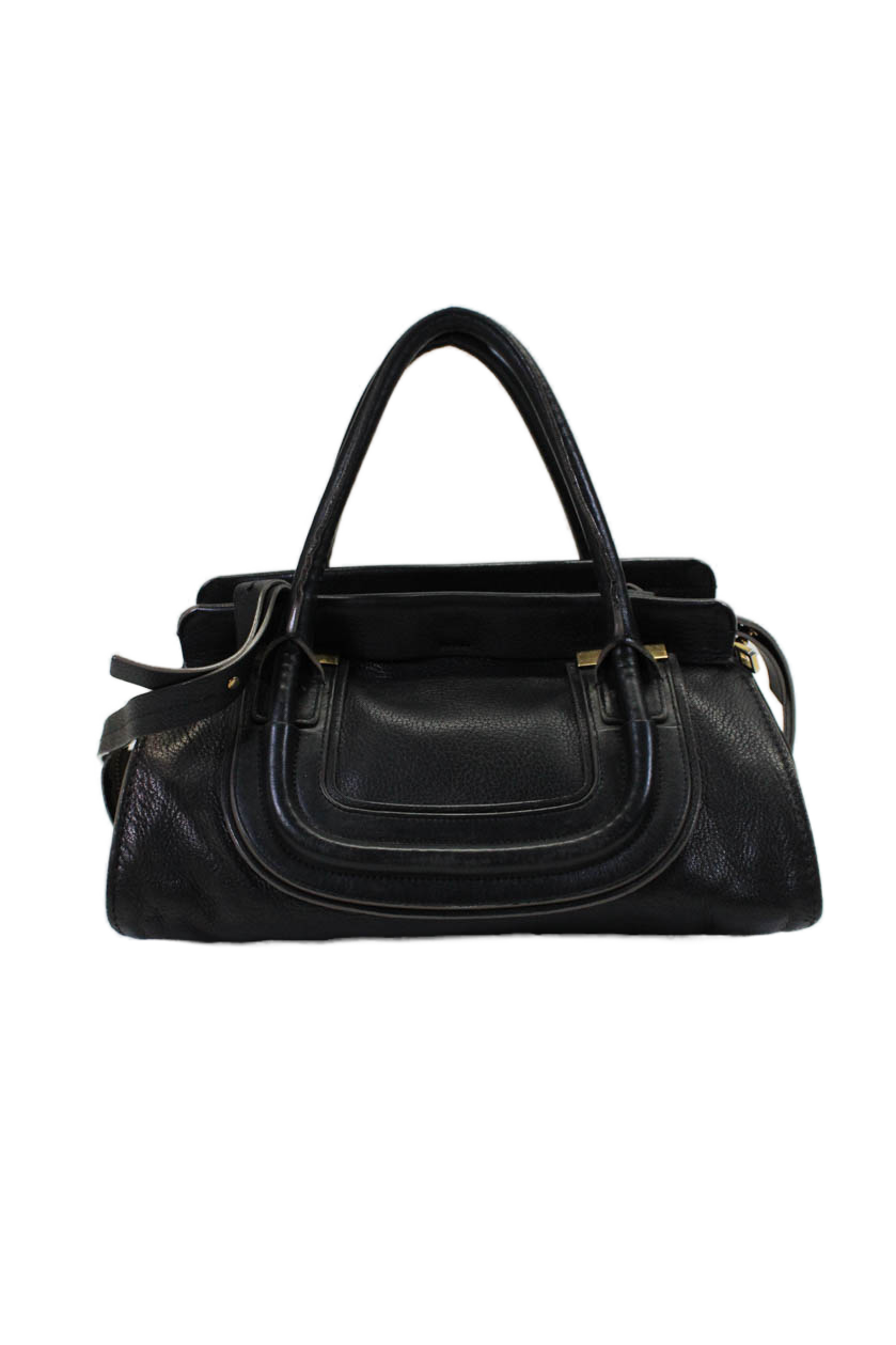 Chloe Womens Black Leather Zip Top Handle Everston Bag Handbag