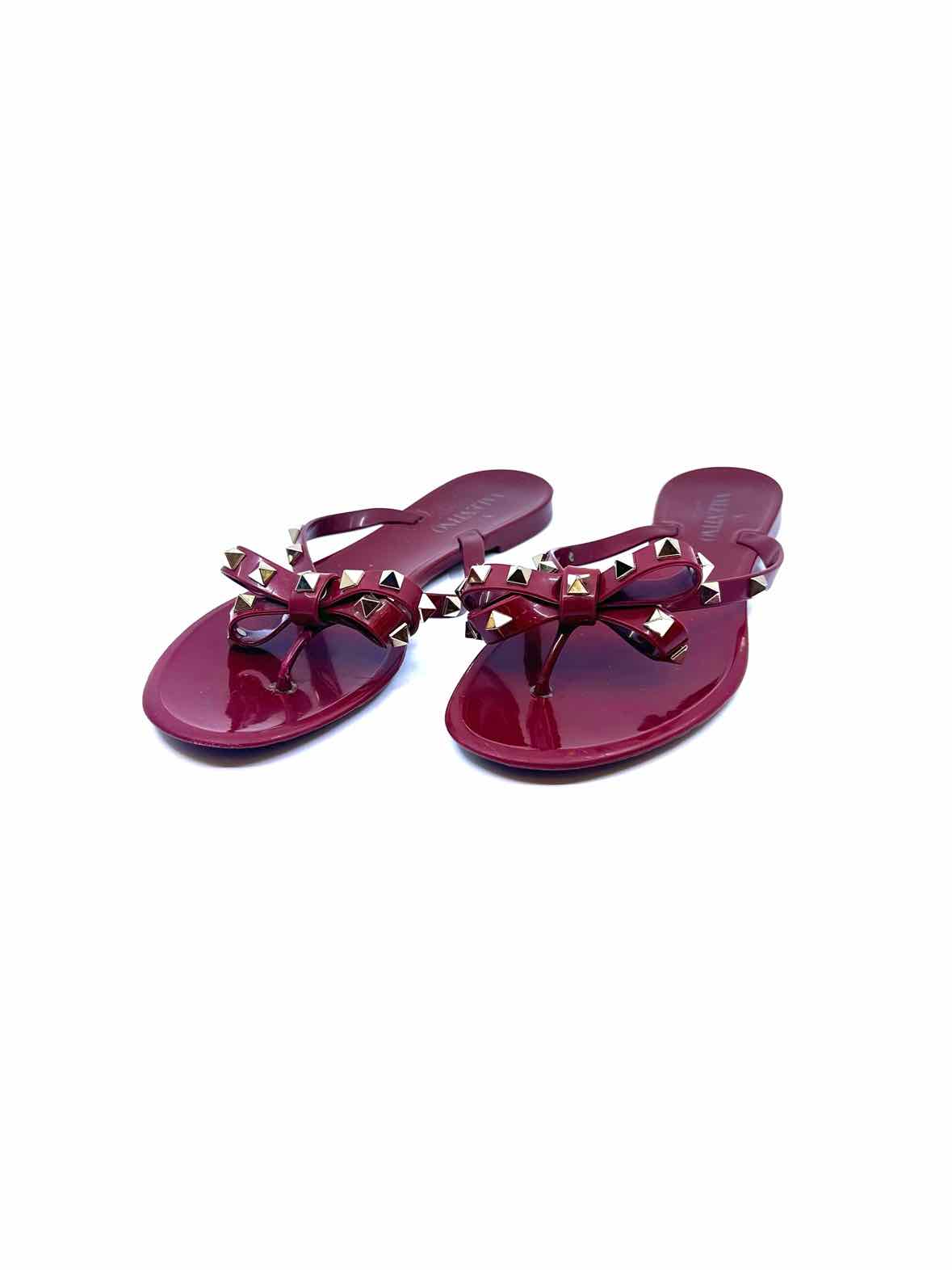 VALENTINO Size 9 Burgundy Rubber Sandals