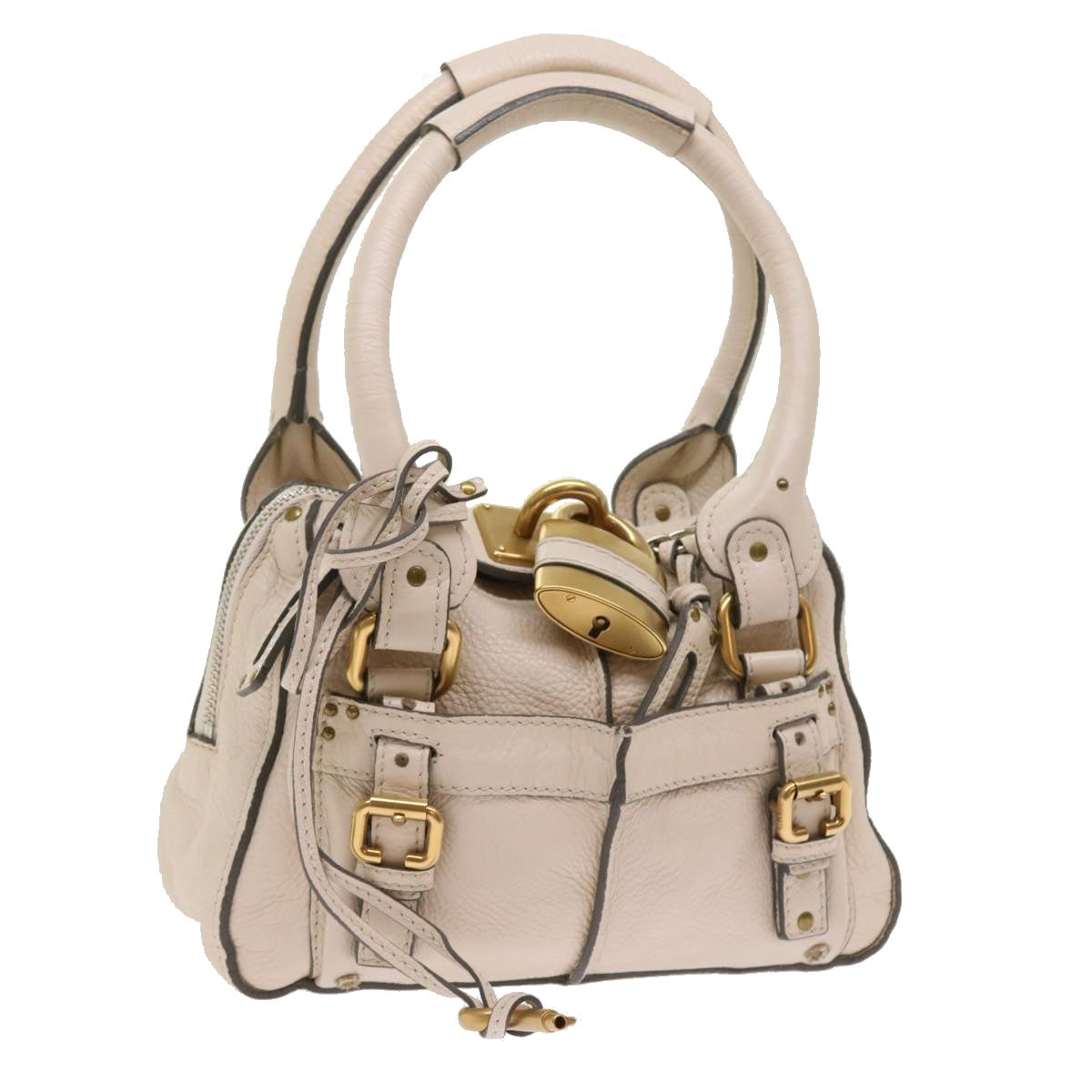 Chloe Paddington Hand Bag Leather White 01-08-53-2 54104