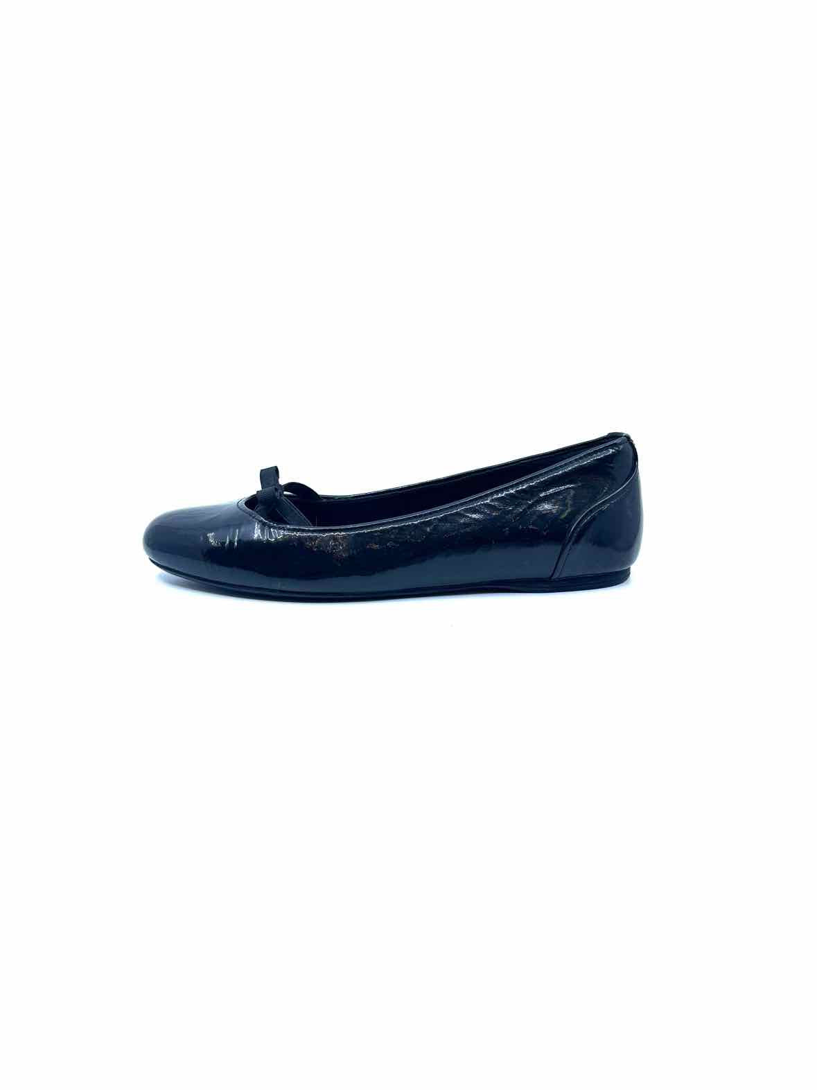 PRADA Size 7.5 Black Patent Leather Flats