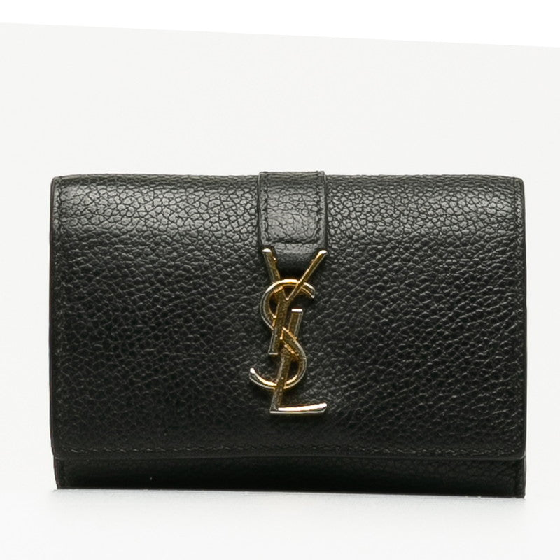 Saint Laurent 6 Key Holder in Grain Calf Leather Black 613334