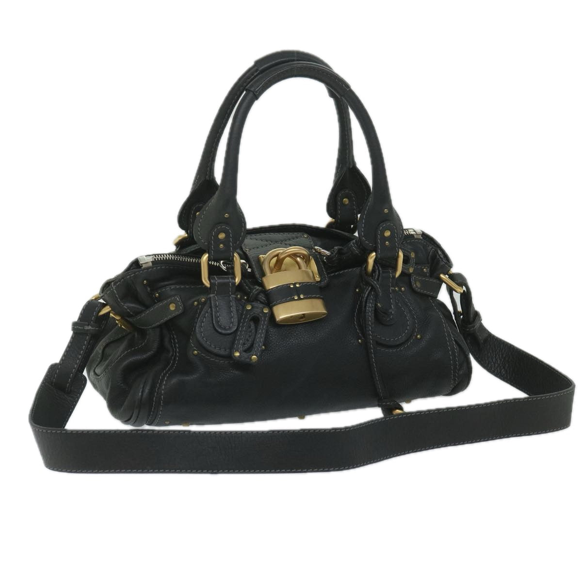 Chloe Paddington Hand Bag Leather 2way Black 60174