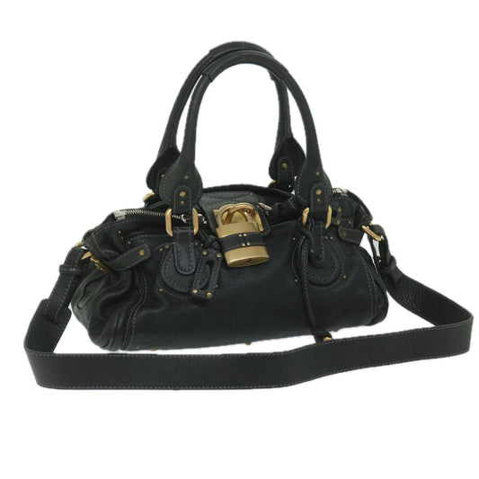 Chloe Paddington Hand Bag Leather 2way Black 60174