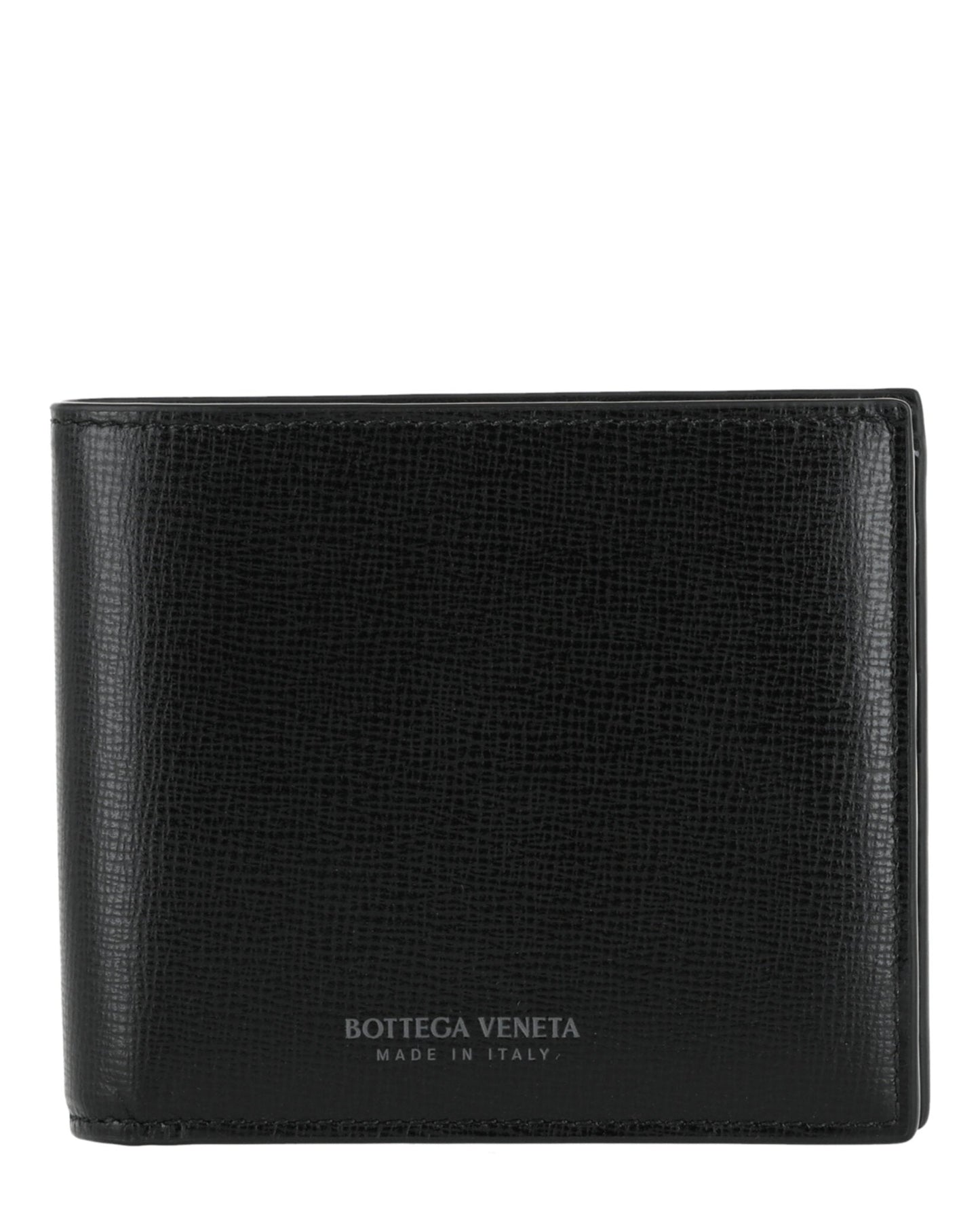 Bottega Veneta Mens Stamped Logo Bifold Wallet Black