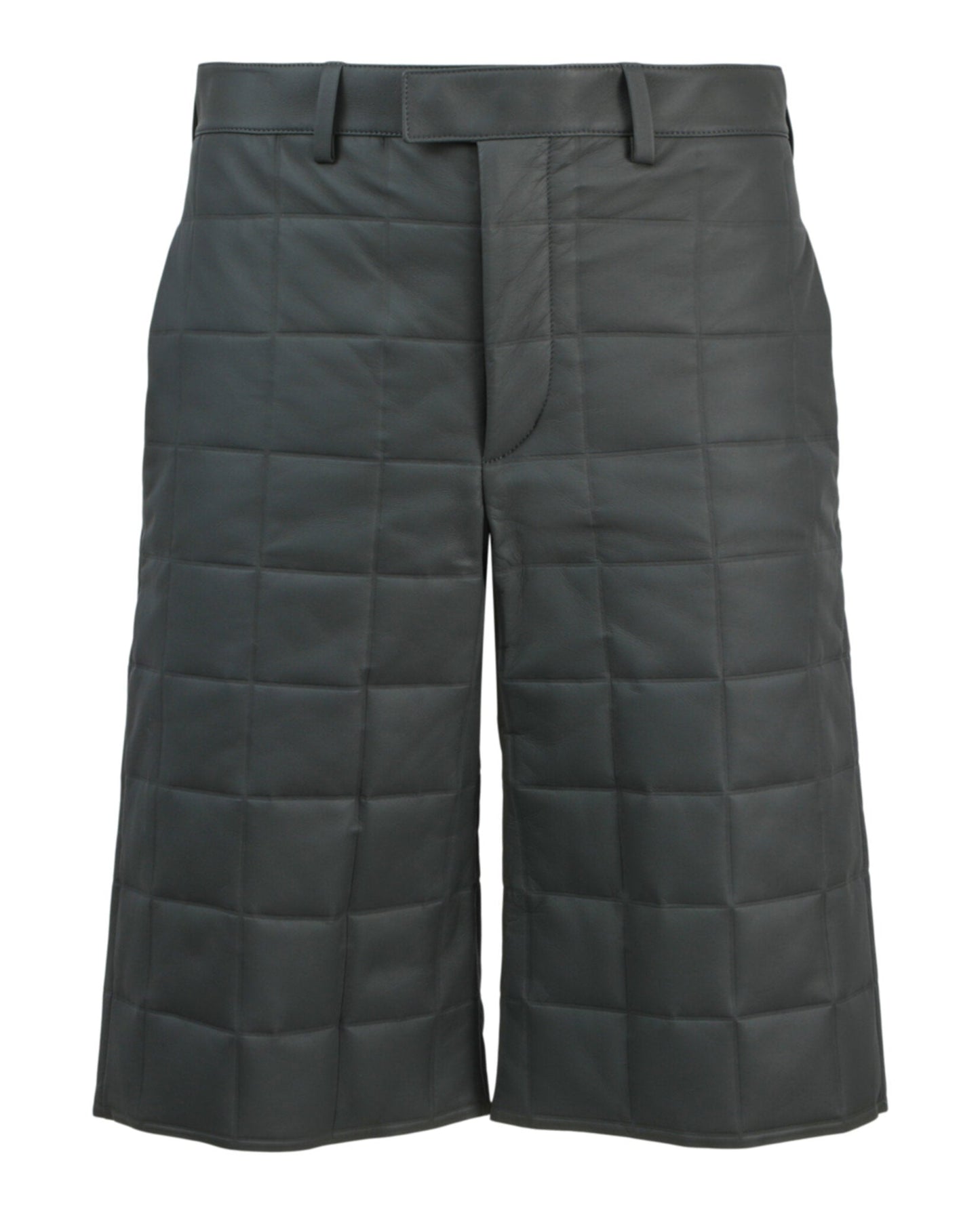 Bottega Veneta Mens Leather Quilted Puffer Shorts 46" Waist Pewter