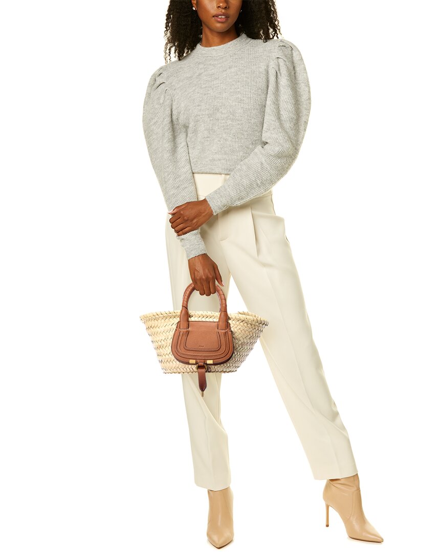 Chloe Marcie Mini Raffia & Leather Tote