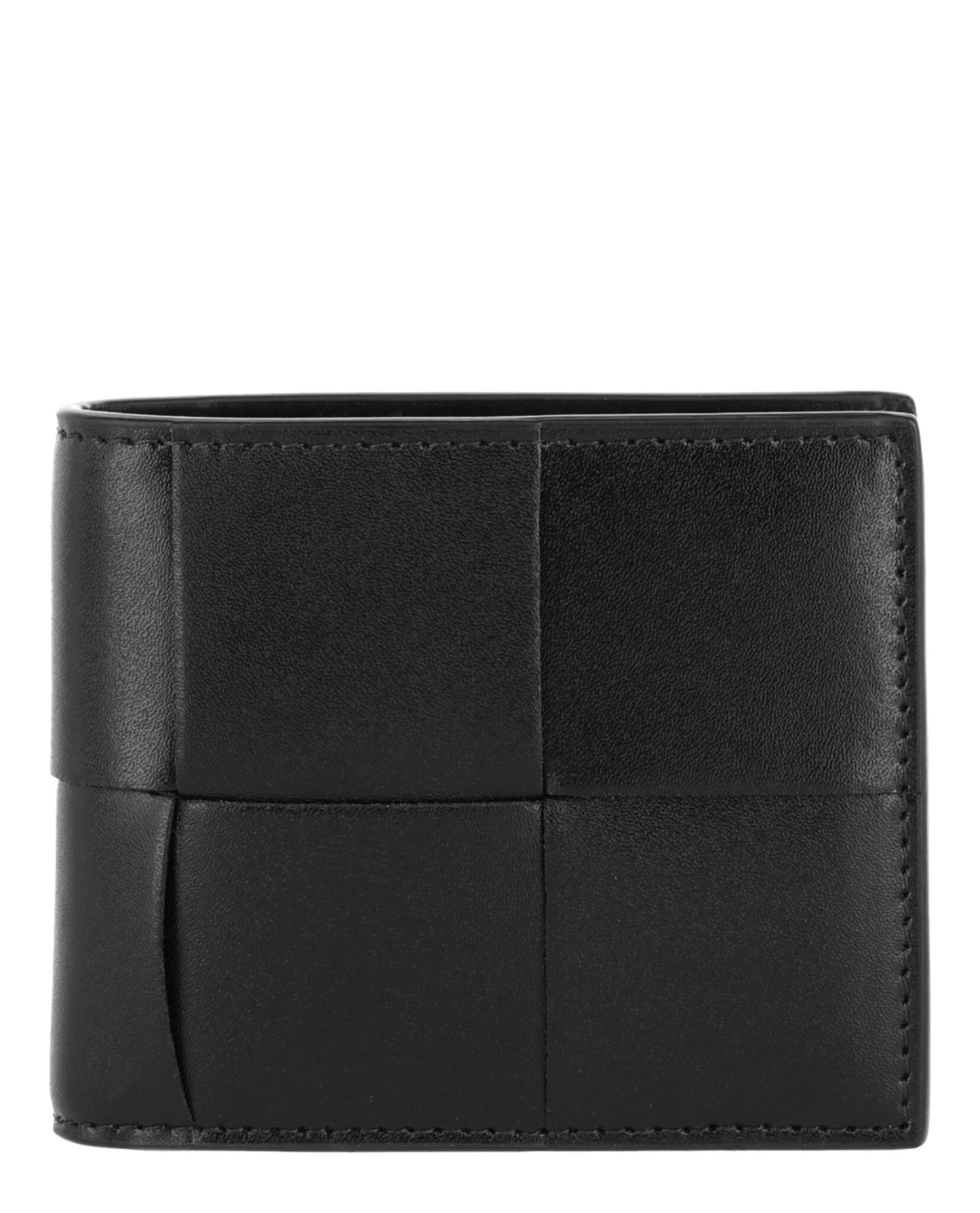 Bottega Veneta Mens Intrecciato Bifold Wallet Black Silver